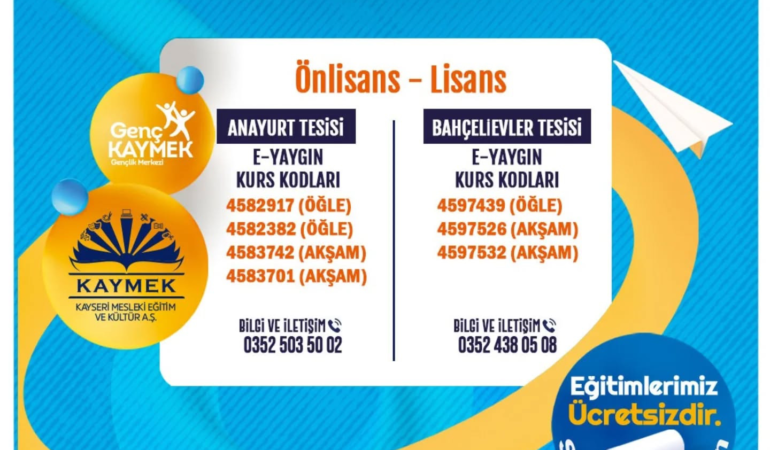KAYMEK ve Talas Halk Eğitim Merkezi’nden Ücretsiz KPSS Kursu