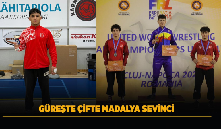 Güreşte çifte madalya sevinci
