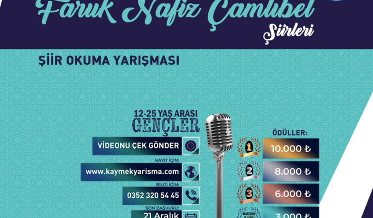 Büyükşehir’den, Faruk Nafiz Çamlıbel Şiirleri ile Ödüllü Şiir Okuma Yarışması