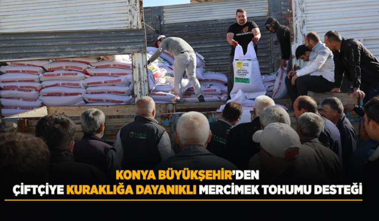 Konya büyükşehir’den çiftçiye kuraklığa dayanıklı mercimek tohumu desteği