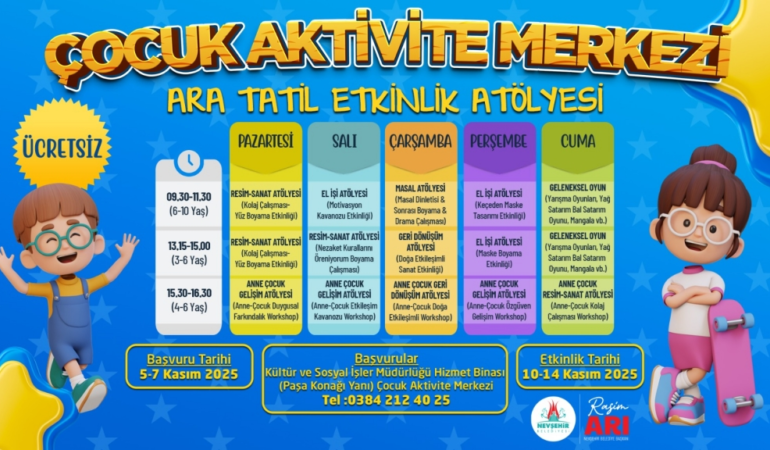 Nevşehir Belediyesi’nden Çocuklara Özel Ara Tatil Etkinlikleri
