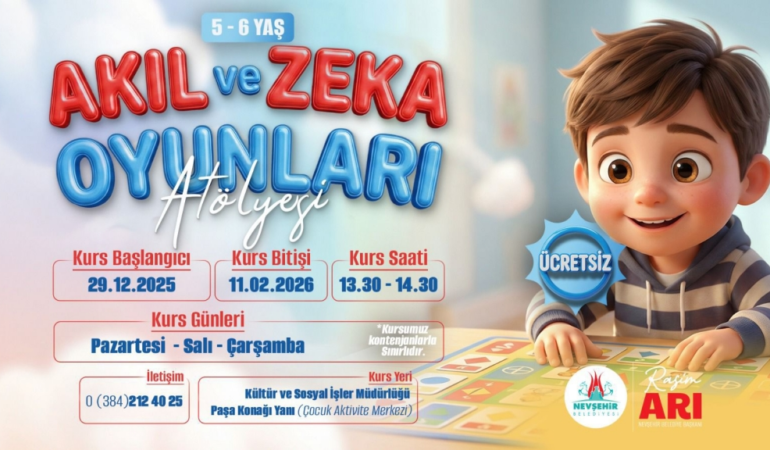 Nevşehir Belediyesi’nden Akıl ve Zekâ Oyunları Atölyesi
