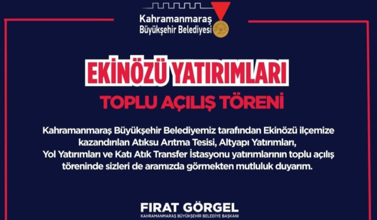 Büyükşehir’in Ekinözü Yatırımları Açılıyor