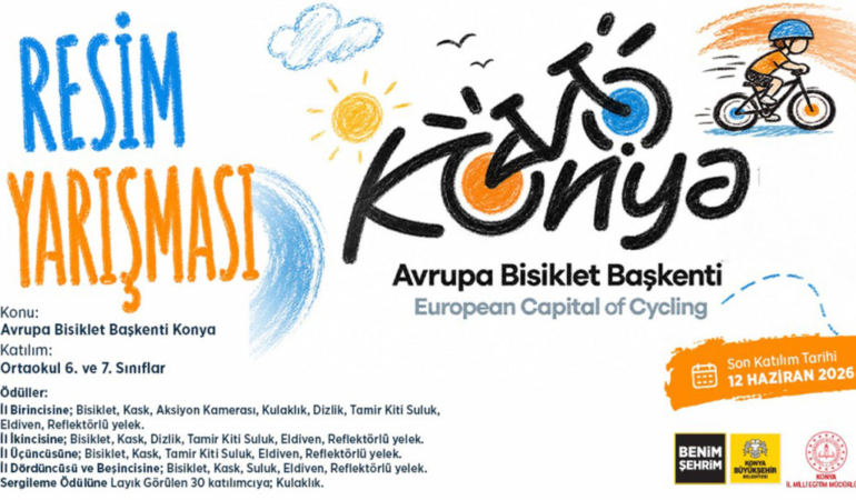 Konya büyükşehir’den öğrenciler için avrupa bisiklet başkenti konya temalı resim yarışması